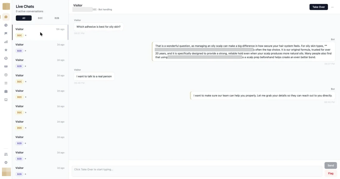 The live queue, and a conversation at the point it escalates